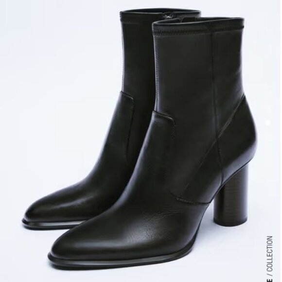 Zara Black Heeled Ankle Booties - Picture 8 of 8